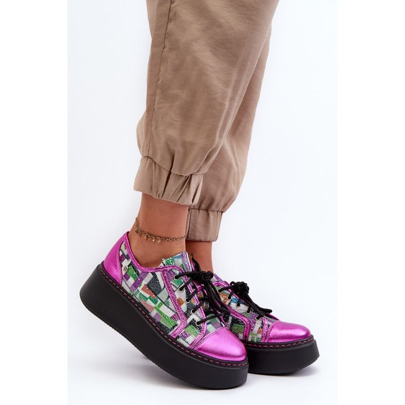 Baskets En Cuir Pour Femme Sur Plateforme Maciejka 06479-15 Fuchsia rose 2