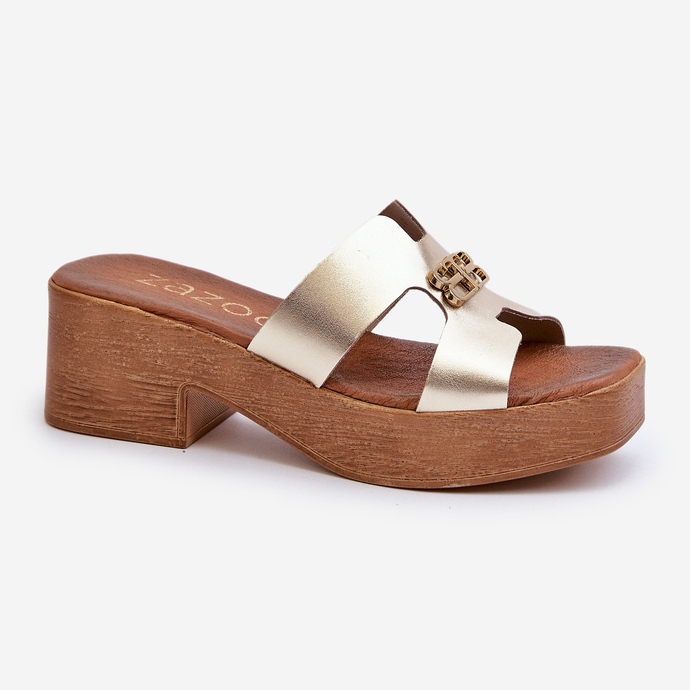 Zazoo 40412 tongs élégantes en cuir pour femmes avec décoration dorée 1