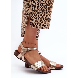 Zazoo 40027 Sandales plates en cuir pour femme, Doré d'or 2