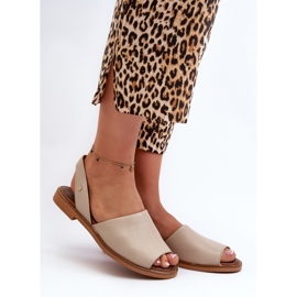 Zazoo 40327 Sandales à enfiler en cuir, beige 2