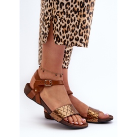 Zazoo 40027 Sandales plates en cuir pour femme, cuivre brun 2