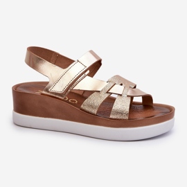 Zazoo 40397 Sandales en cuir pour femme sur plateforme, doré 1