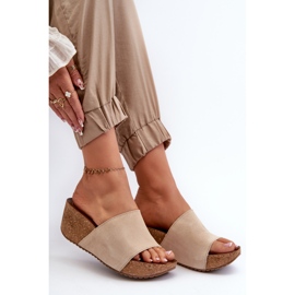 Zazoo 40311 Tongs en daim pour femme avec coin en liège, beige 7
