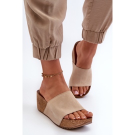 Zazoo 40311 Tongs en daim pour femme avec coin en liège, beige 4