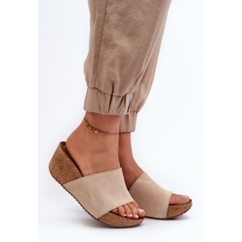 Zazoo 40311 Tongs en daim pour femme avec coin en liège, beige 2