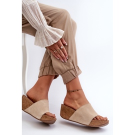 Zazoo 40311 Tongs en daim pour femme avec coin en liège, beige 6