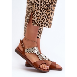 Sergio Leone SK070H Sandales plates pour femme, marron brun 2