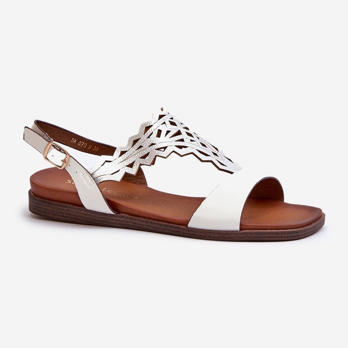 Sergio Leone SK070H Sandales plates pour femme, blanc 1