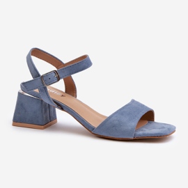 Sandales pour femmes sur un bloc en suède écologique, bleu Leisha 1 Sandales pour femmes sur un bloc en suède écologique, bleu Leisha 1