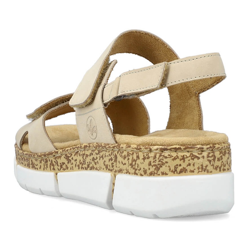 Sandales confortables à velcro beiges pour femmes Rieker V2366-60 1