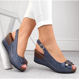 Sandales compensées confortables pour femmes bleues eVento 6230 4