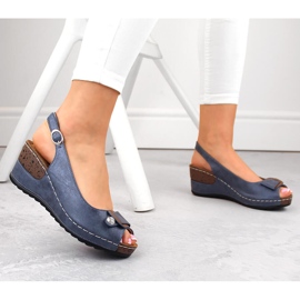 Sandales compensées confortables pour femmes bleues eVento 6230 5