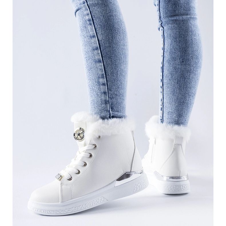 Baskets blanches avec fourrure de Fiemme 2