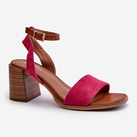 Sandales à talons hauts pour femmes en suède écologique Fuchsia Ronvia rose 1