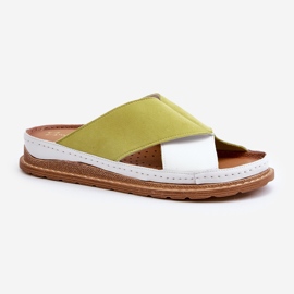 Tongs Profilées en Cuir Maciejka 04986-11 Citron Vert blanche 1