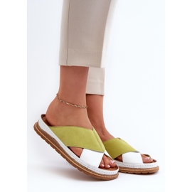 Tongs Profilées en Cuir Maciejka 04986-11 Citron Vert blanc 2