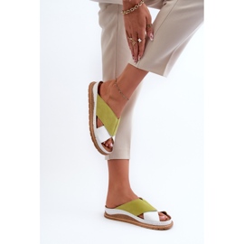 Tongs Profilées en Cuir Maciejka 04986-11 Citron Vert blanche 6