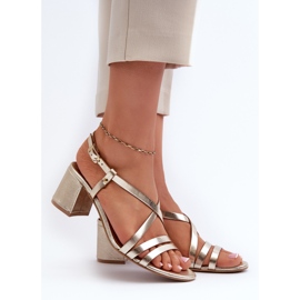 Sandales en Cuir à Talon Bas Maciejka 06653-25 Doré 2