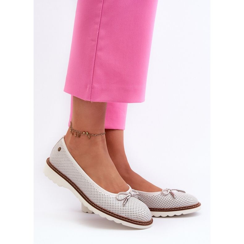 Ballerines ajourées pour femmes en cuir naturel Maciejka P6509-11 blanc blanche 2
