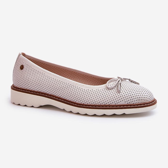 Ballerines ajourées pour femmes en cuir naturel Maciejka P6509-11 blanc blanche 1
