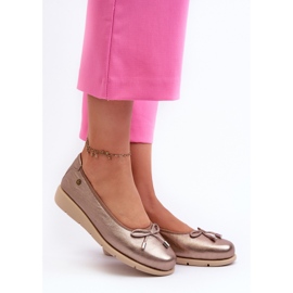 Ballerines élégantes pour femmes en cuir naturel Maciejka P6504-25 doré d'or 2