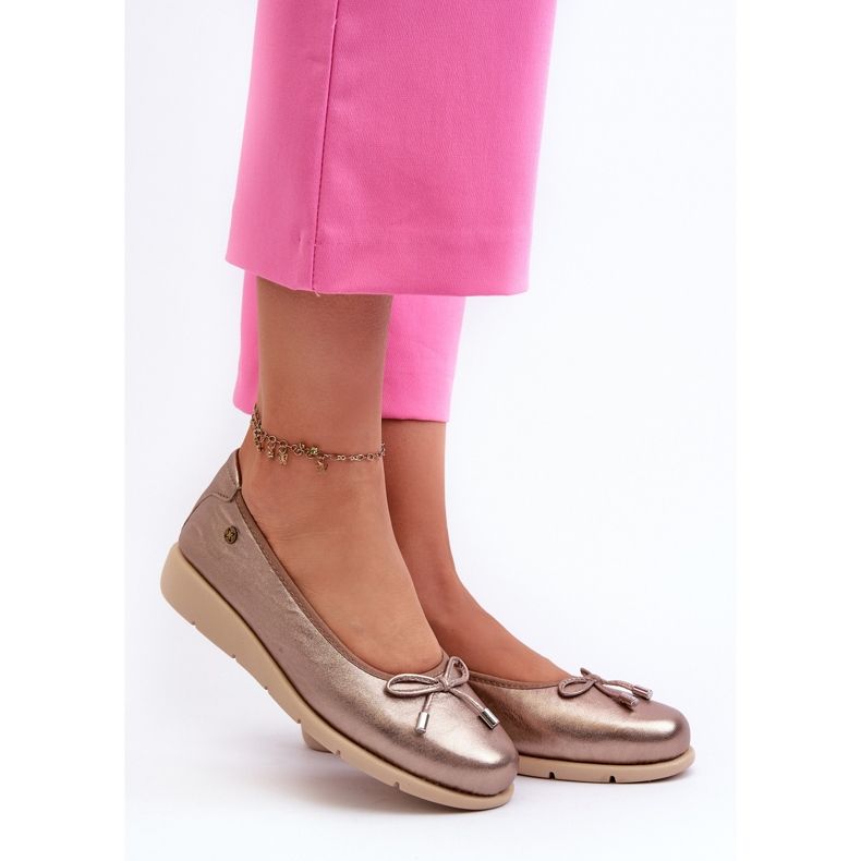 Ballerines élégantes pour femmes en cuir naturel Maciejka P6504-25 doré 2