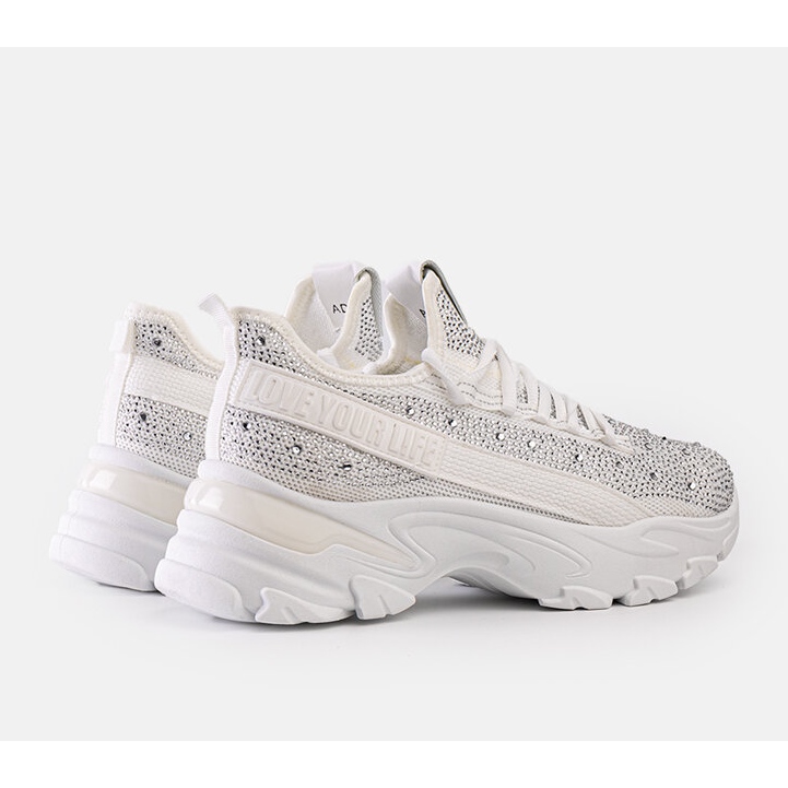 Baskets blanches brillantes à semelle massive Senai 1