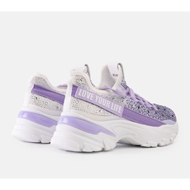 Baskets massives brillantes blanches et violettes par Senai 1