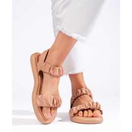 Sandales slip-on confortables pour femmes marron brun 2