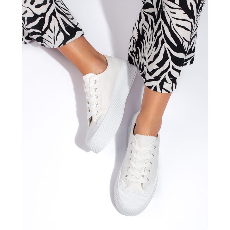 Baskets plateforme femme blanc 2