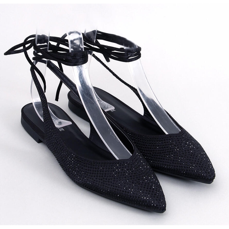 Ballerines à strass talon ouvert Vonda Black le noir 1