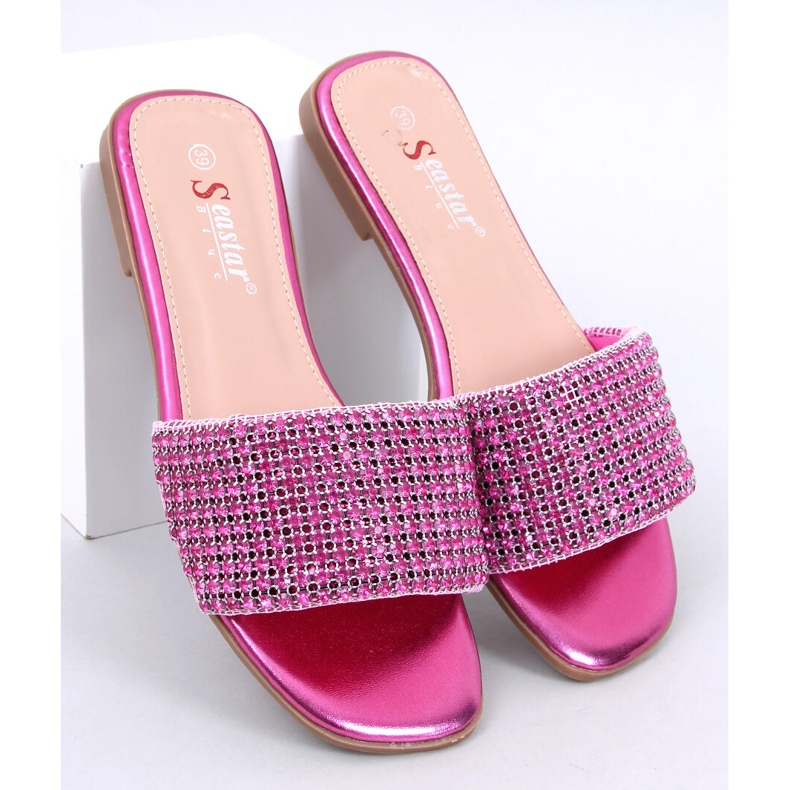 Yanni Tongs fuchsia strass rose 1
