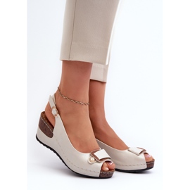 Evento Sandales Compensées Légères Chaussures Confort Femme Beige et Argent Efravia 2