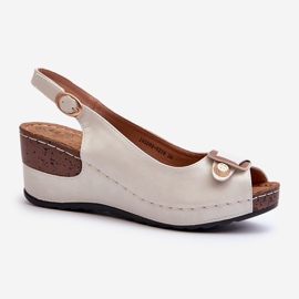Evento Sandales Compensées Légères Chaussures Confort Femme Beige et Argent Efravia 1
