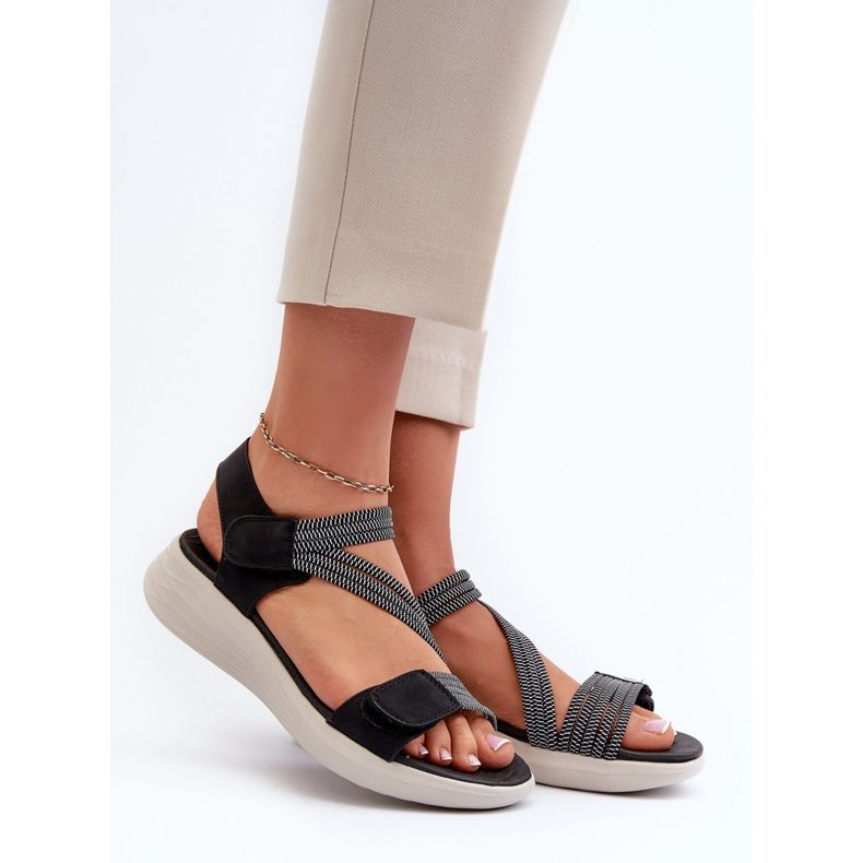 Evento Sandales Velcro Confortables Pour Femmes Noir Eladora 2