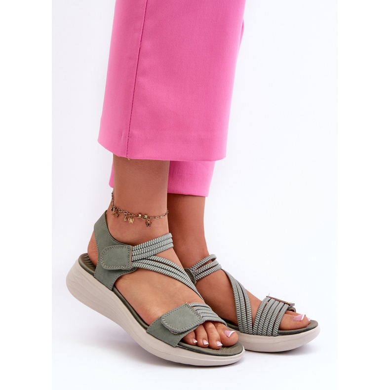 Sandales Velcro Confortables Pour Femmes Vertes Eladora 2