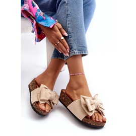 Seastar Tongs femme beiges sur plateforme en liège avec noeud 3