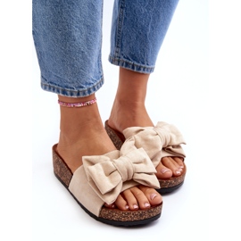 Seastar Tongs femme beiges sur plateforme en liège avec noeud 2