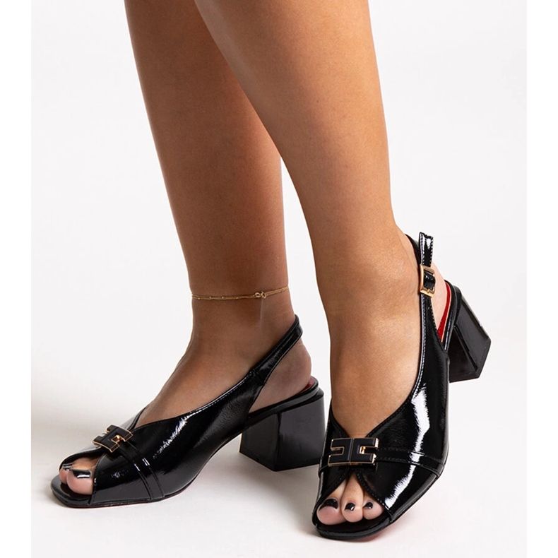 Sandales noires avec semelle intérieure en cuir Totana 1