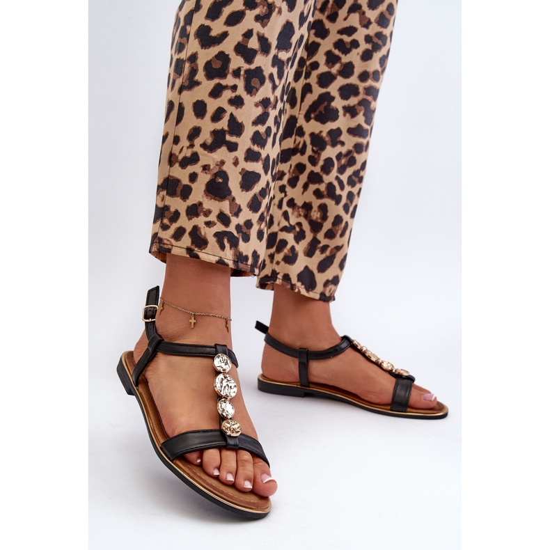 Sandales Plates Pour Femmes Avec Décorations Noir Muridia le noir 2