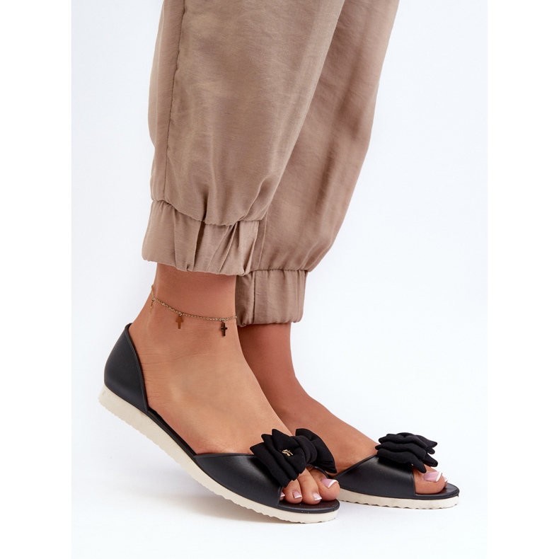 Ballerines en caoutchouc avec nœud pour femmes, noir Georia le noir 1