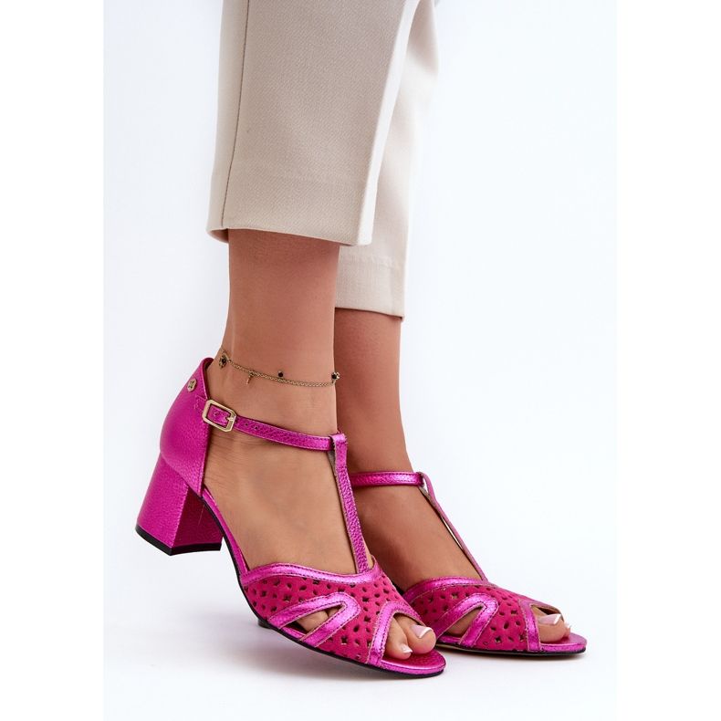 Sandales En Cuir À Talon Haut Pour Femme Maciejka 06551-15 Fuchsia rose 1