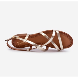 Sandales plates en cuir pour femmes Maciejka 06635-25 Or doré 1