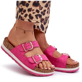 Tongs Pour Femmes Sur La Plateforme Avec Boucles Eco Daim Fuchsia Ursila rose 9