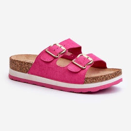 Tongs Pour Femmes Sur La Plateforme Avec Boucles Eco Daim Fuchsia Ursila rose 3