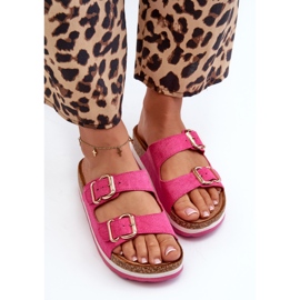 Tongs Pour Femmes Sur La Plateforme Avec Boucles Eco Daim Fuchsia Ursila rose 5
