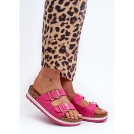 Tongs Pour Femmes Sur La Plateforme Avec Boucles Eco Daim Fuchsia Ursila rose 1