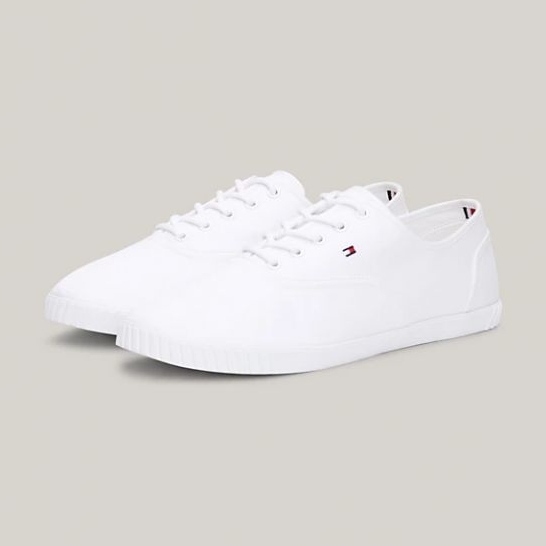 Tommy Hilfiger Baskets à lacets en toile W FW0FW07805YBS blanche 1 Tommy Hilfiger Baskets à lacets en toile W FW0FW07805YBS blanche 1