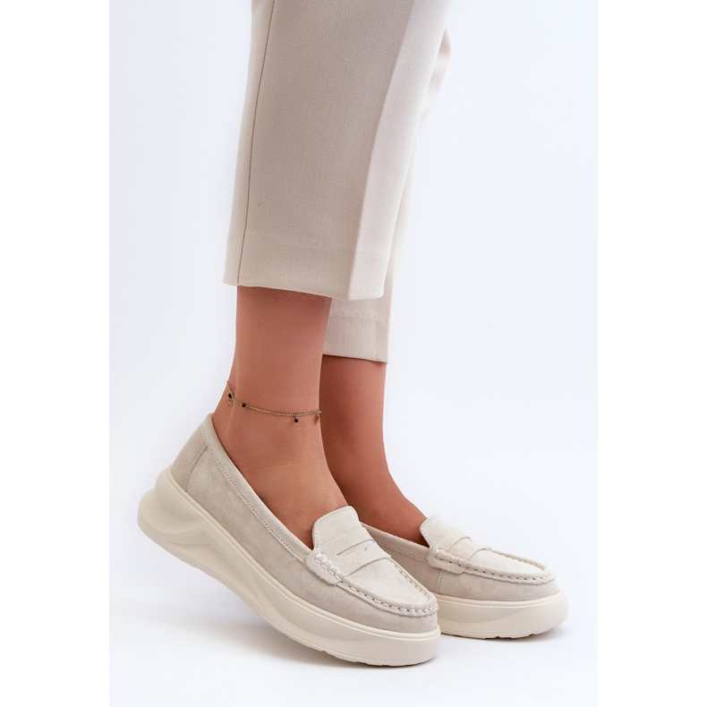 Mocassins Femme Daim Beige Clair Filidia 1