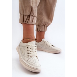 Baskets en cuir pour femmes beiges Cloesa le noir 2